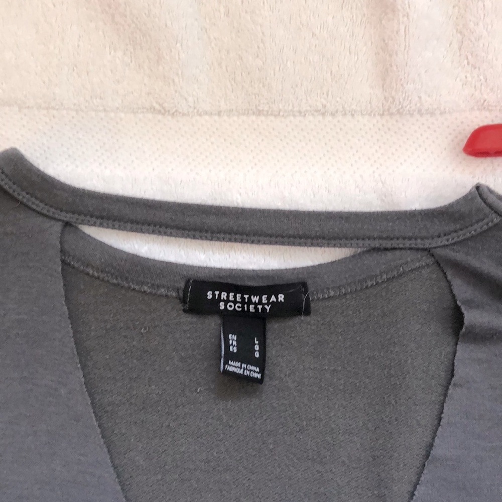 Grey jersey dress with neckline detail